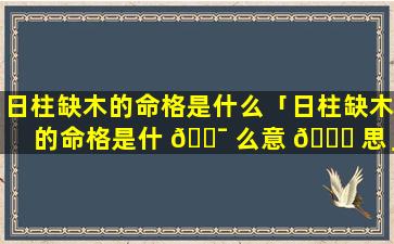 日柱缺木的命格是什么「日柱缺木的命格是什 🐯 么意 🐝 思」